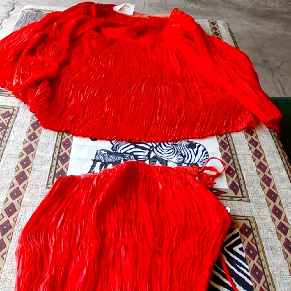 RED BLOUSE AND SKIRT  SET
